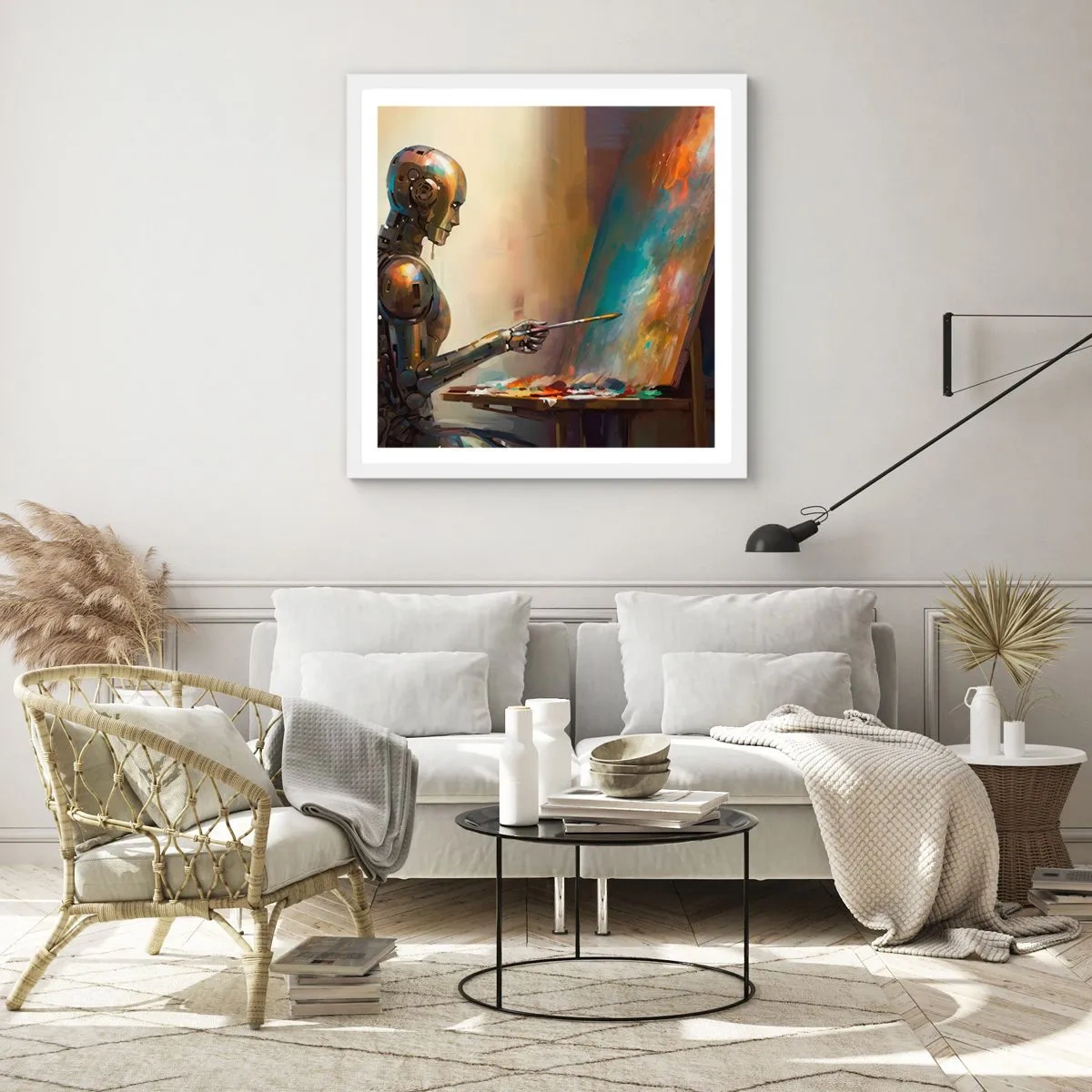 Poster în ramă albă - Arta viitorului - 30x30 cm