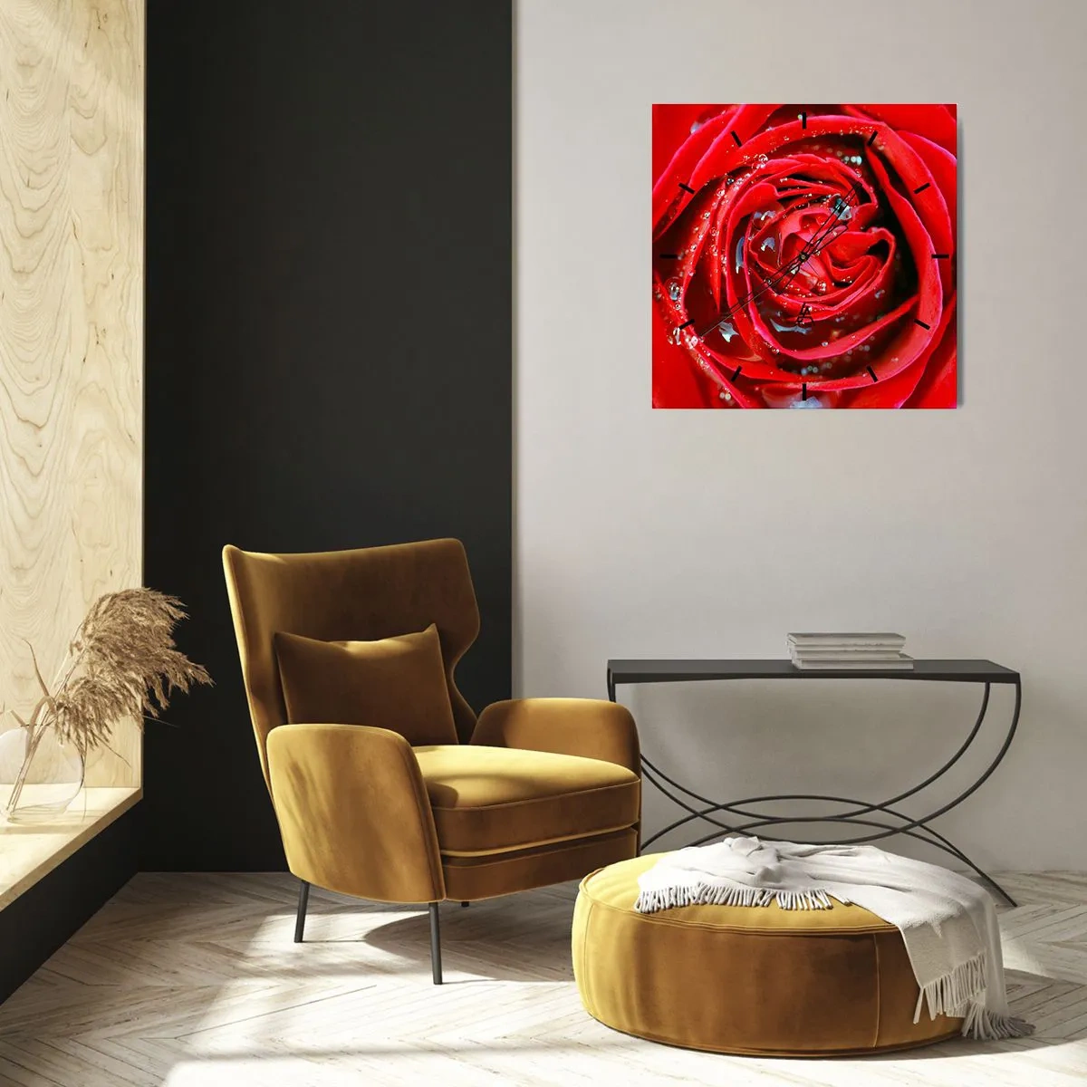 Ceas de perete - Ceas pe sticlă - În picături de rouă - 30x30 cm