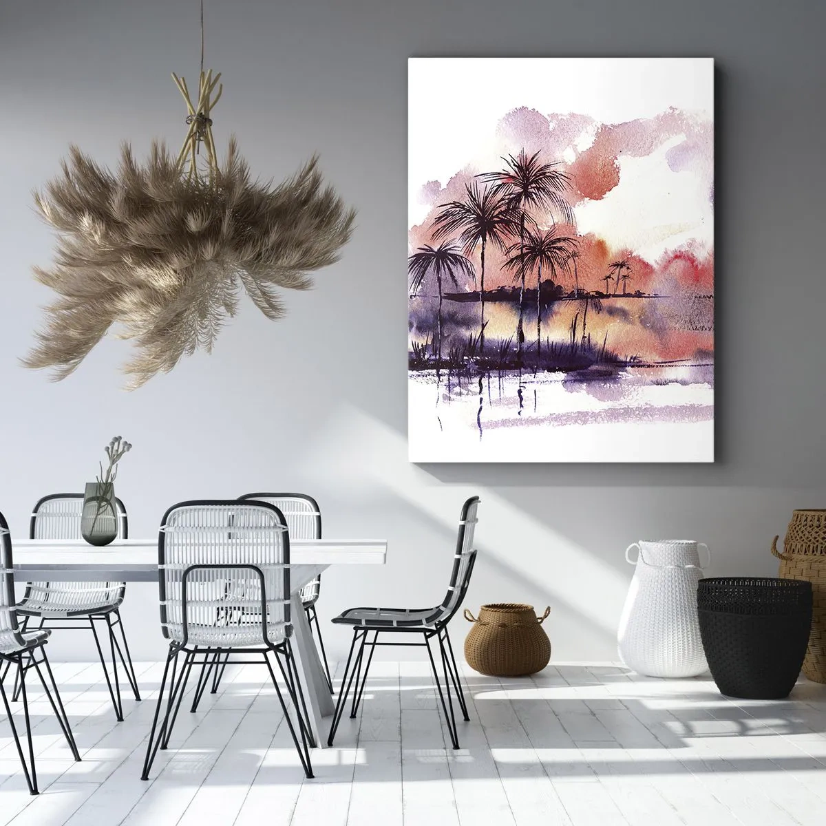 Tablou pe pânză - Liniștea tropicelor în roșu - 50x70 cm