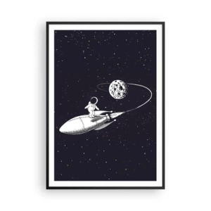 Poster în ramă neagră - Surfer spațial - 70x100 cm