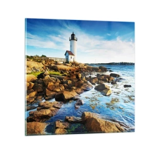 Tablou pe sticlă - Întoarce-te acasă fericit, te aștept cu nerăbdare - 70x70 cm