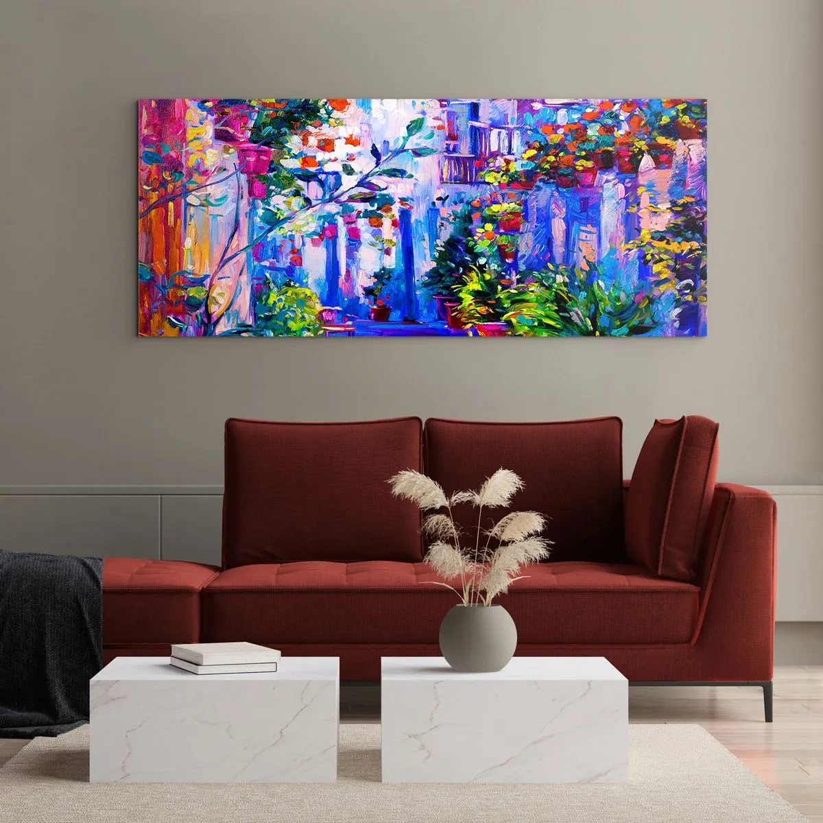 Tablou pe sticlă - Impresie - străduță italiană - 160x50 cm