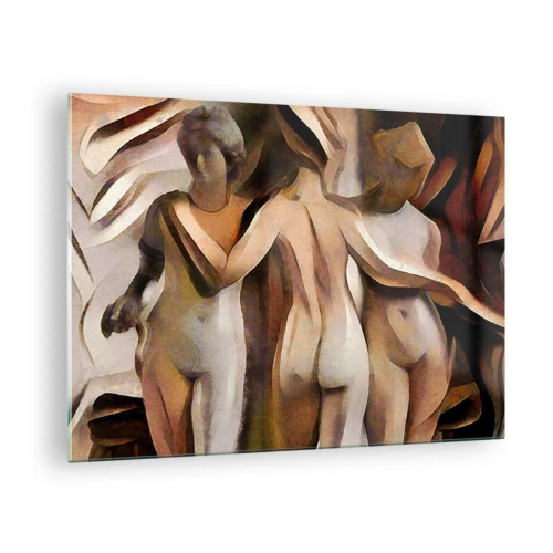 Tablou pe sticlă - Compoziție abstractă cu trei figuri - 70x50cm - Trei Grații 2.0 - Decorațiune modernă pentru perete pentru living și dormitor ARTTOR