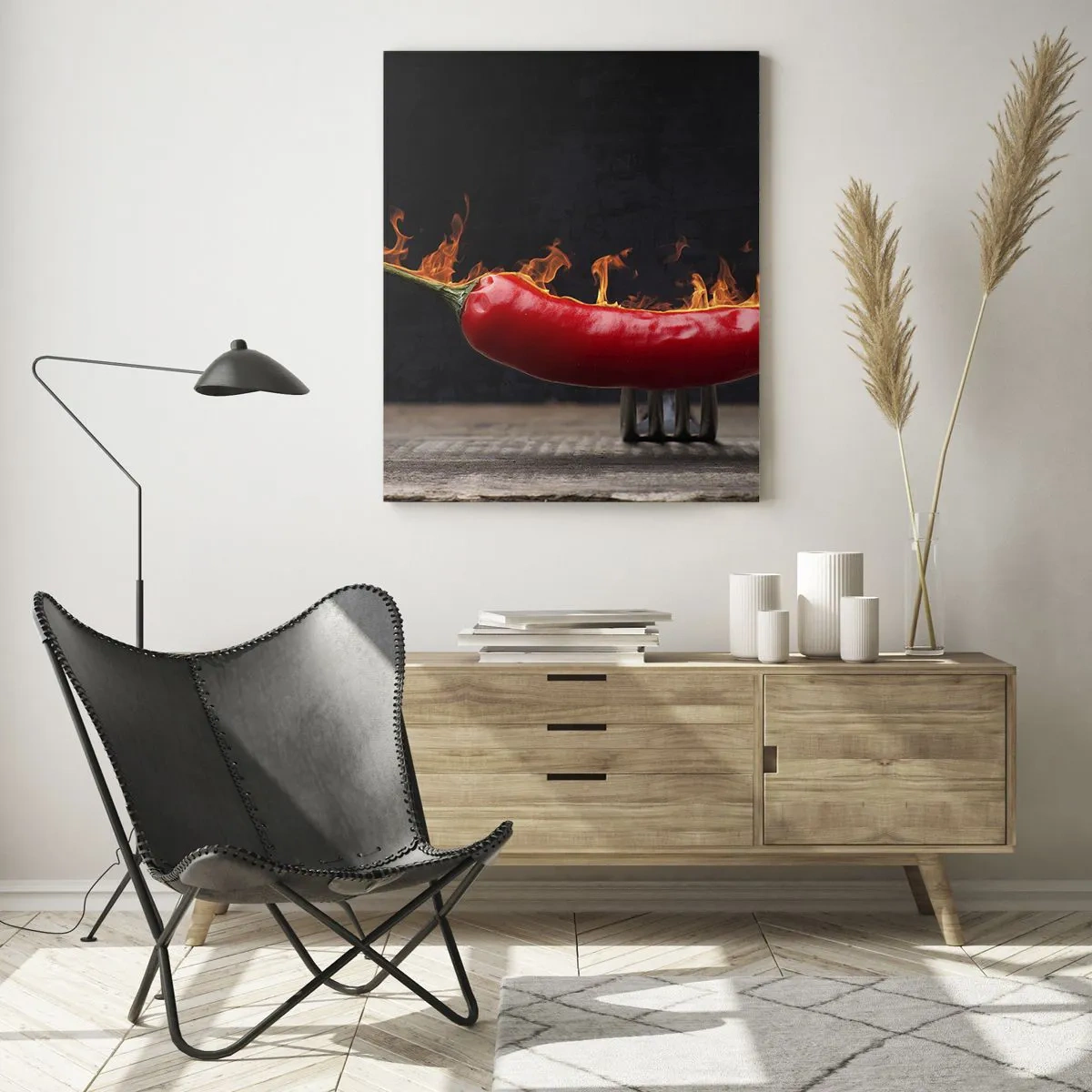 Tablou pe sticlă - O gustare înflăcărată - 80x120 cm