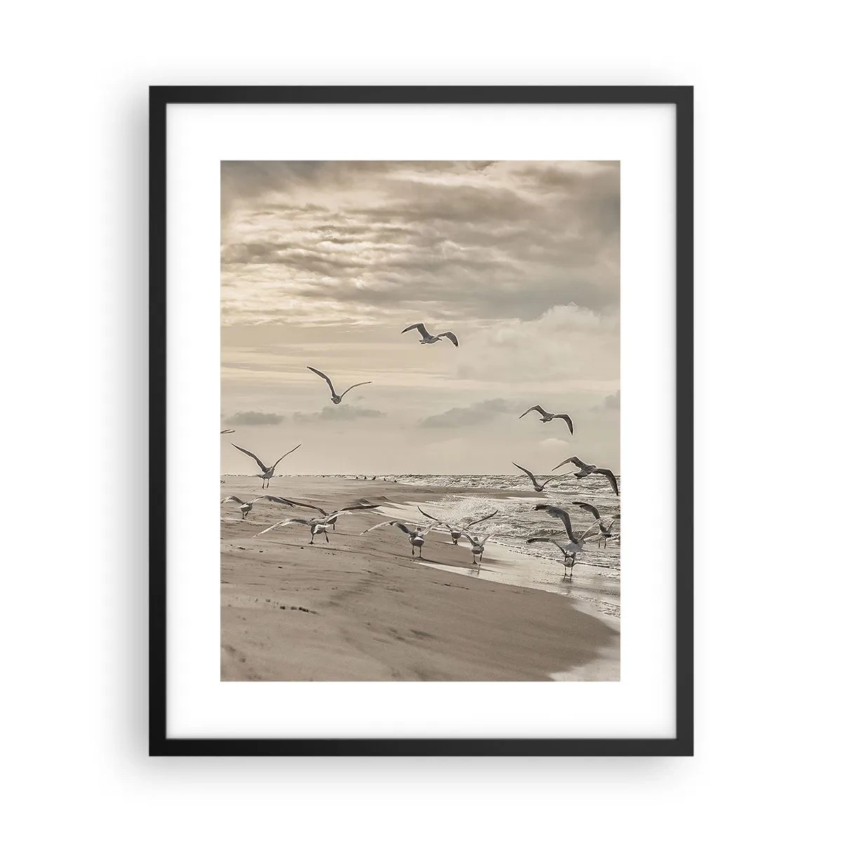 Poster în ramă neagră - Marea zumzăie, păsările cântă - 40x50 cm