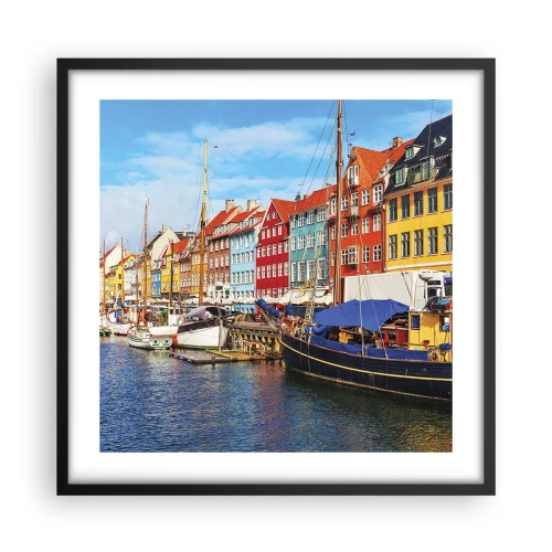 Poster în ramă neagră - Portul vesel - 50x50 cm