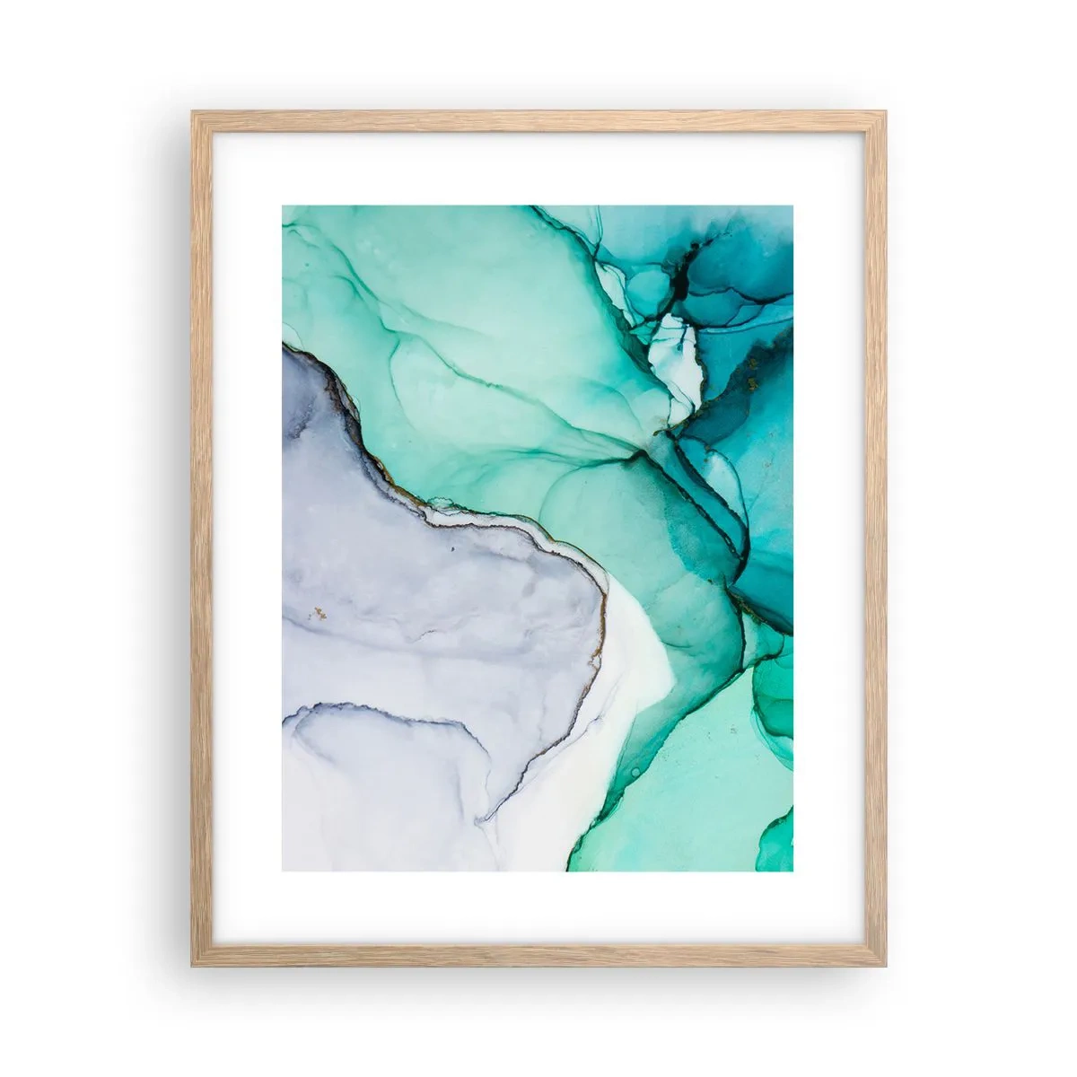 Poster în ramă de stejar deschis - Studiu în turcoaz - 40x50 cm