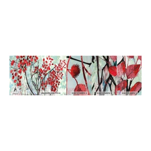 Mostră tapet Premium Canvas - Arbore în stacojiu - Abstracția, Frunze Roșii, Ramura - 100x30 cm