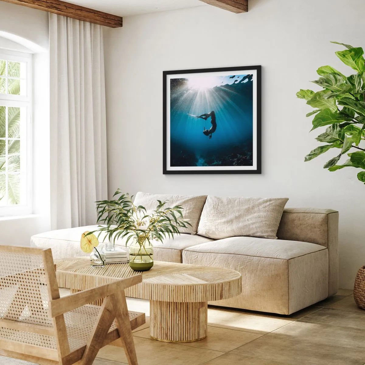 Poster în ramă neagră - Dans subacvatic - 30x30 cm