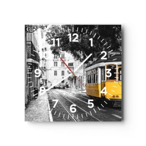 Ceas de perete - Ceas pe sticlă - Sună fado în fundal - 40x40 cm