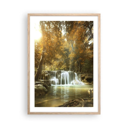 Poster în ramă de stejar deschis - Cascadă în parc - 50x70 cm