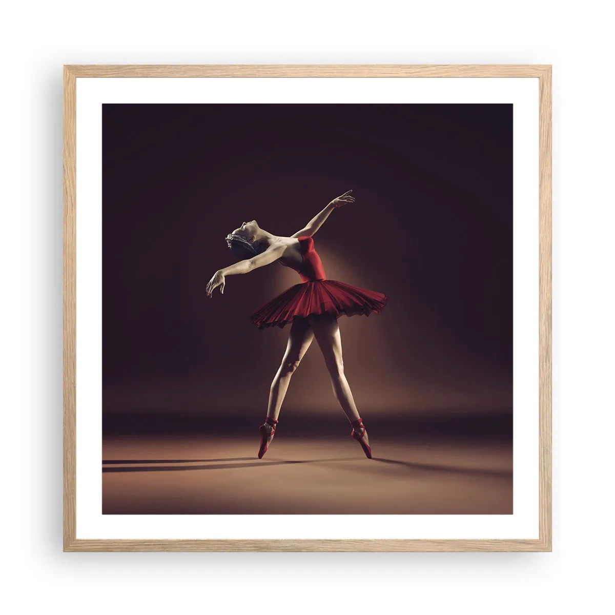 Poster în ramă de stejar deschis - Prima balerină - 60x60 cm