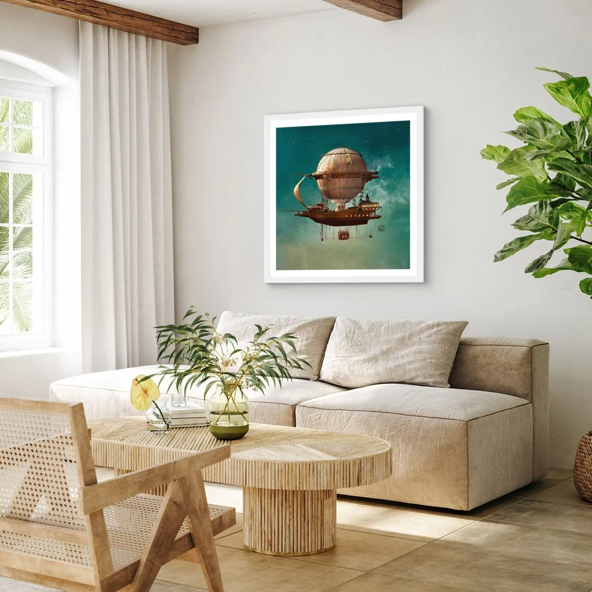 Poster în ramă albă - Jules Verne vă transmite salutări - 40x40 cm