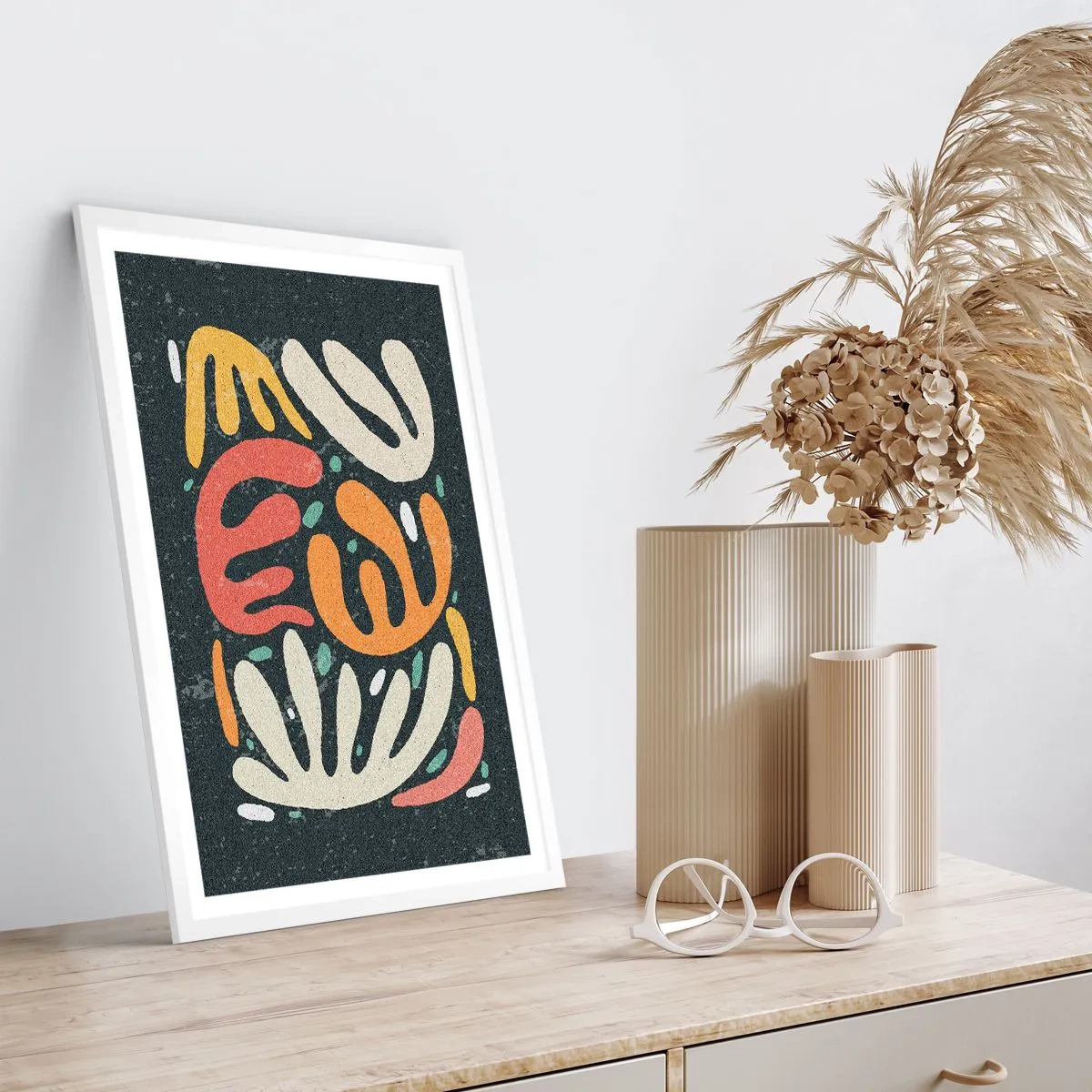 Poster în ramă albă - Compoziție - te-am prins - 50x70 cm