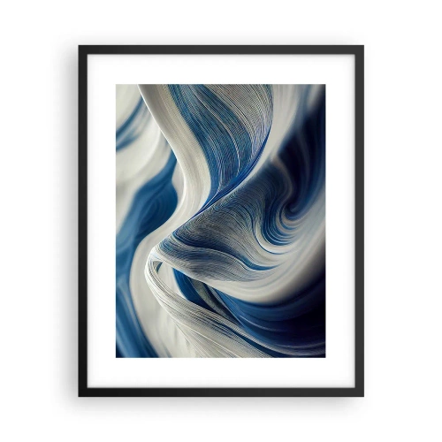 Poster în ramă neagră - Fluiditate de albastru și alb - 40x50 cm
