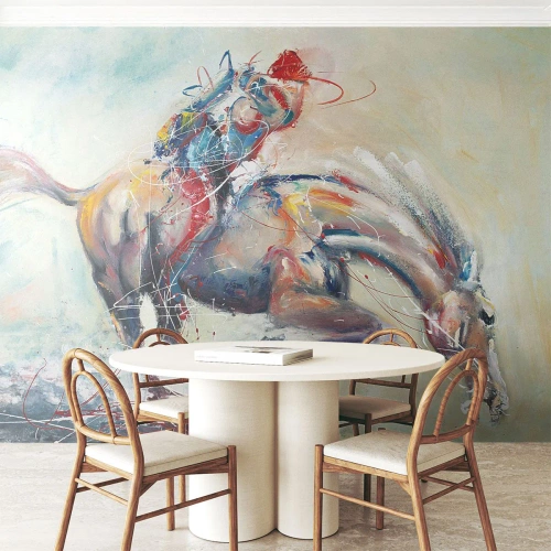Tapet Autoadeziv Deluxe Sticker - Ai grijă, să zburăm - Animale, Cal, Călăreț - 200x140 cm