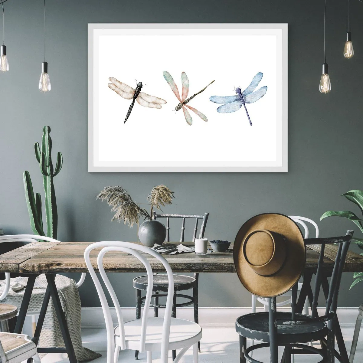 Poster în ramă albă - Libelule imponderabile - 100x70 cm