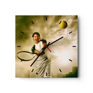 Ceas de perete - Ceas pe sticlă - Energie și bucurie - 30x30 cm