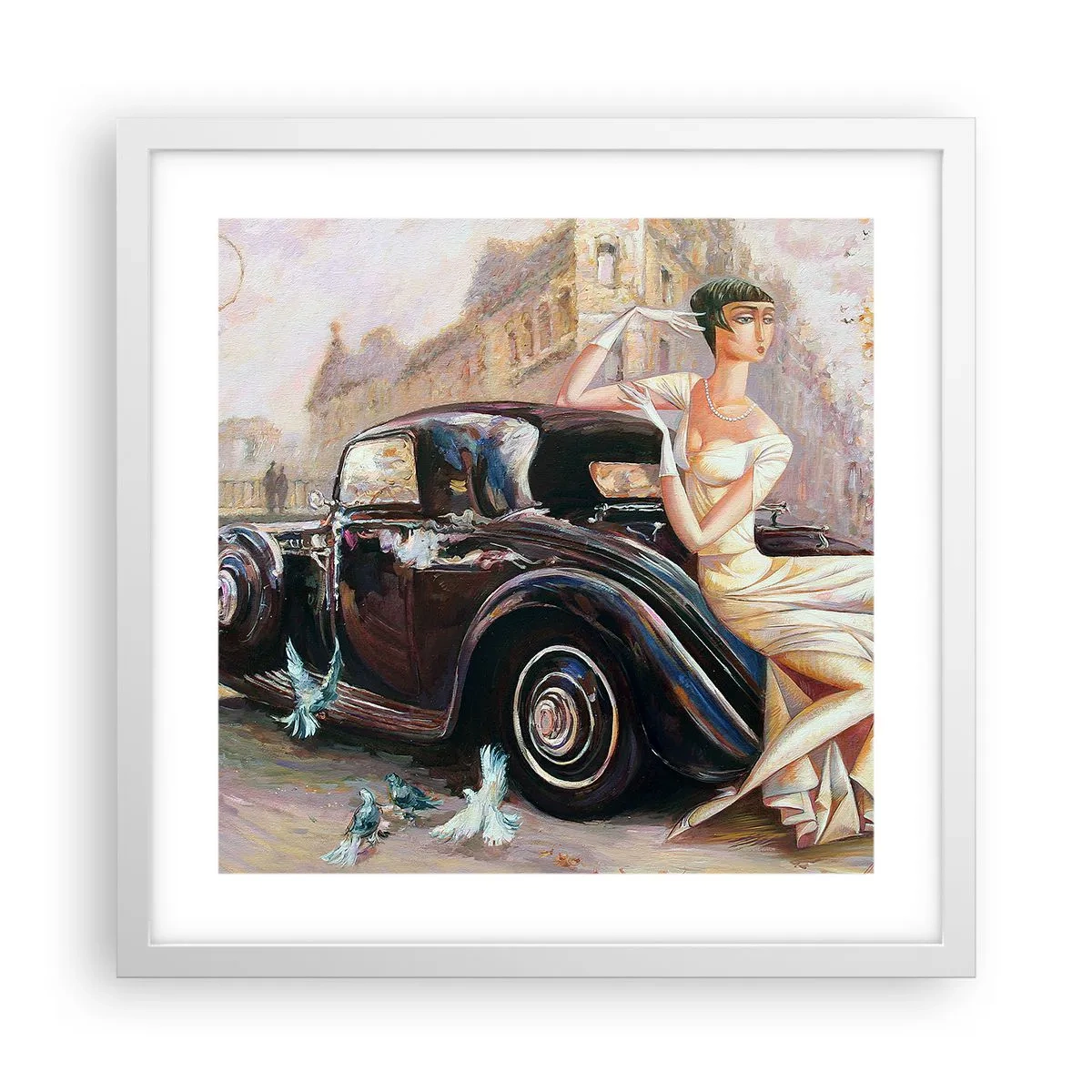 Poster în ramă albă - Eleganță retro - 40x40 cm