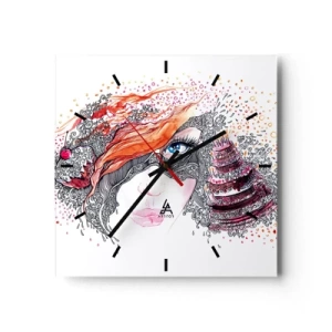 Ceas de perete - Ceas pe sticlă - Cu ea fiecare zi e o sărbătoare - 30x30 cm