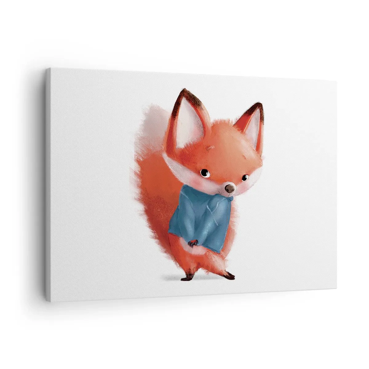 Tablou pe pânză Canvas - O vulpe drăguță într-un costum albastru - 70x50cm - Îmi vine bine? - Decorațiune modernă pentru perete pentru living și dormitor ARTTOR
