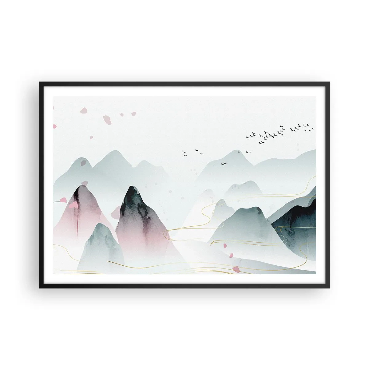 Poster în ramă neagră - Peste vârfuri - 100x70 cm