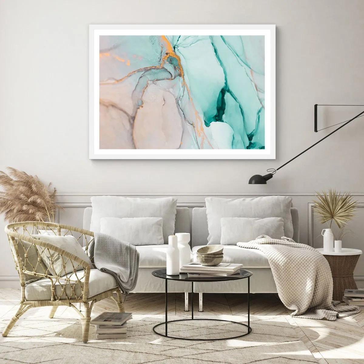 Poster în ramă albă - Dansul formelor și al culorilor - 40x30 cm