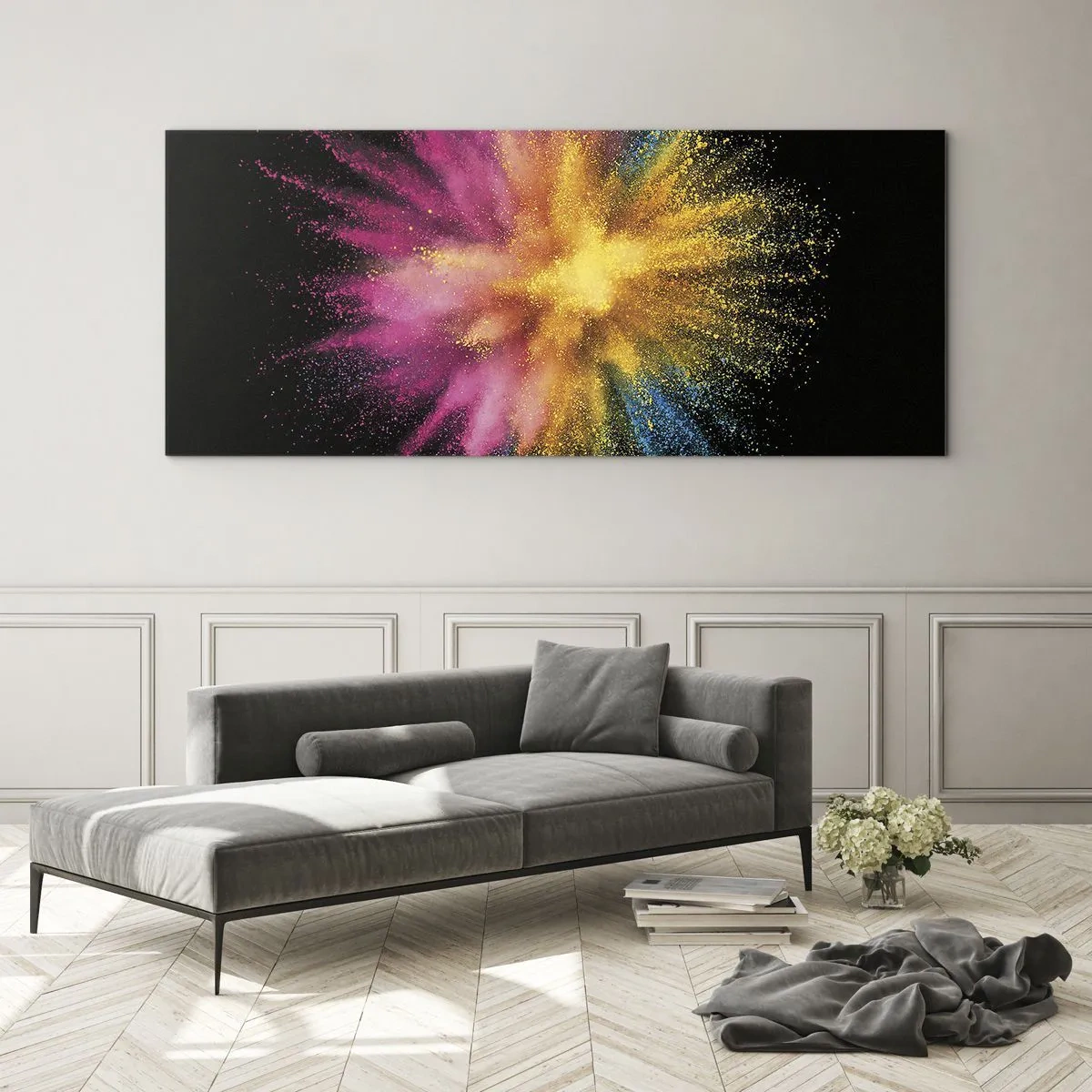 Tablou pe sticlă - Nașterea culorii - 100x40 cm