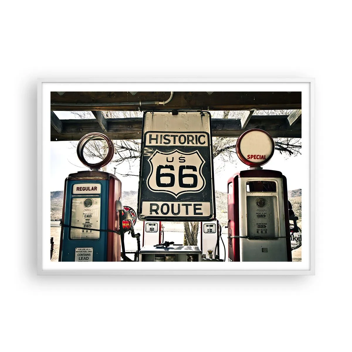 Poster în ramă albă - O călătorie americană retro - 100x70 cm