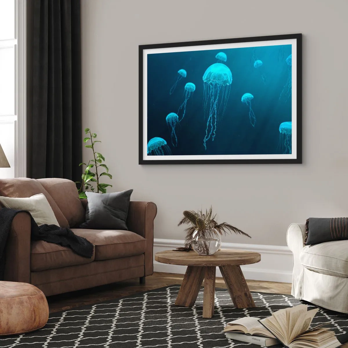 Poster în ramă neagră - Dansul oceanic - 70x50 cm