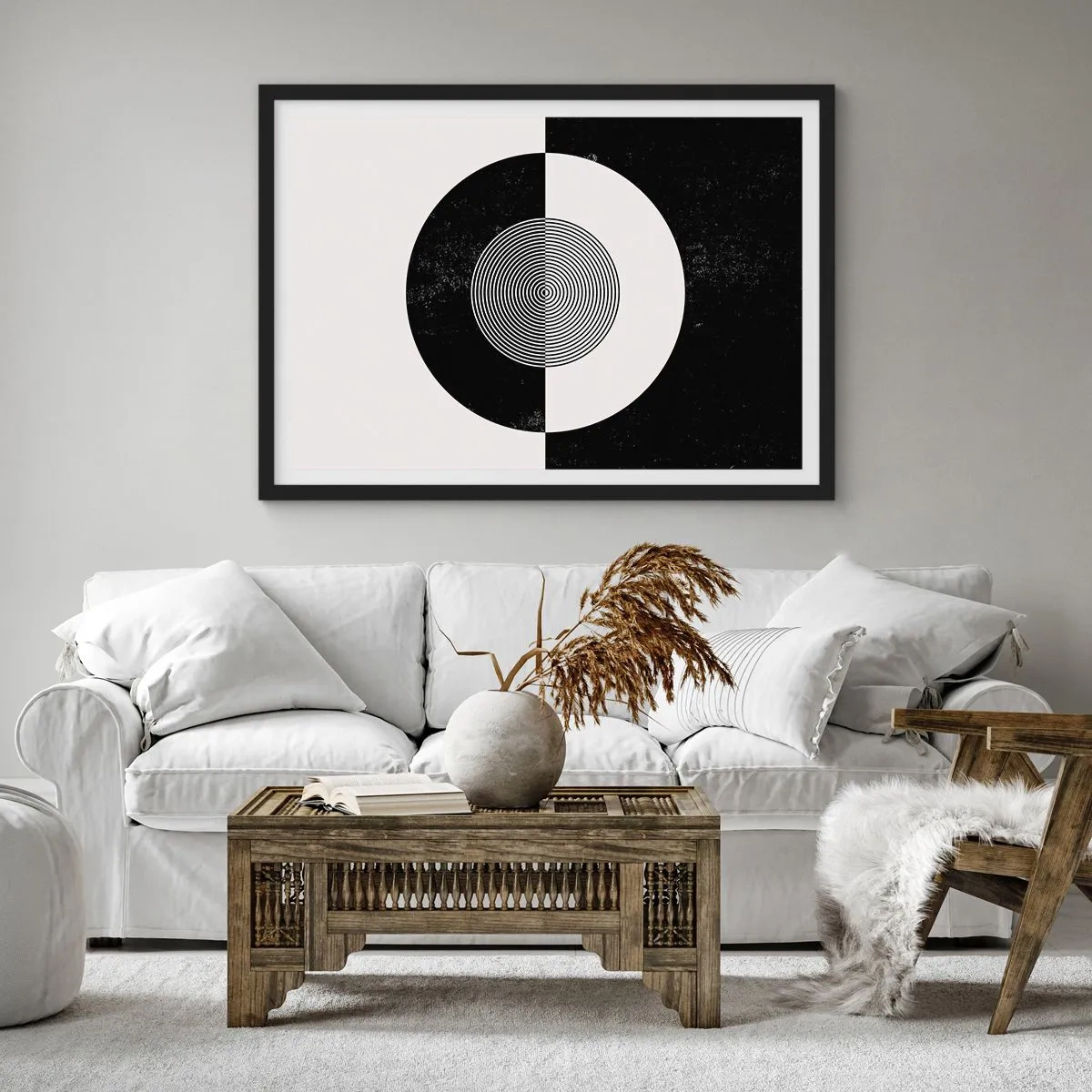 Poster în ramă neagră - Armonie în alb și negru - 40x30 cm