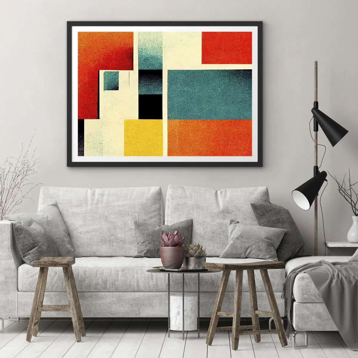Poster în ramă neagră - Abstracție geometrică - energie bună - 70x50 cm
