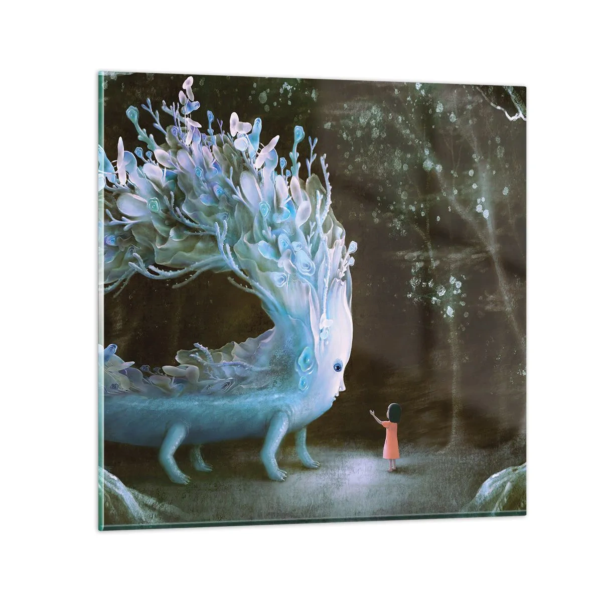 Tablou pe sticlă - Întâlnire fantastică - 70x70 cm