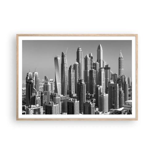 Poster în ramă de stejar deschis - Orașul de deasupra deșertului - 100x70 cm
