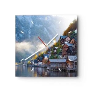 Ceas de perete - Ceas pe sticlă - Atmosferă alpină - 40x40 cm