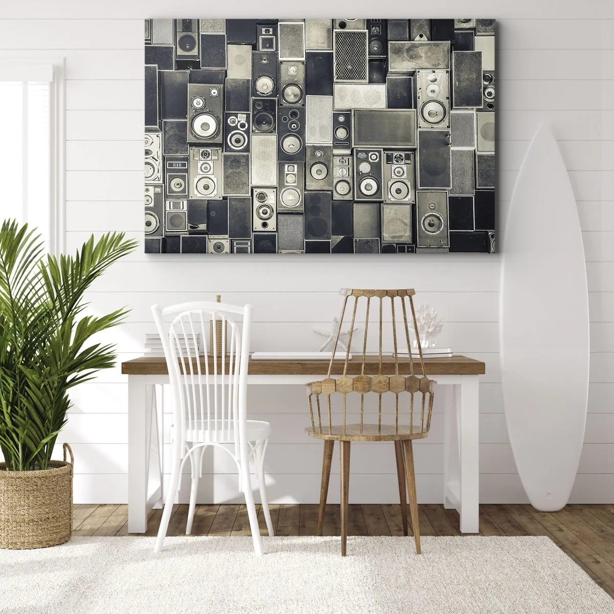 Tablou pe pânză Canvas - Colecție de boxe în stil retro - 70x50cm - Și totul este în regulă - Decorațiune modernă pentru perete pentru living și dormitor ARTTOR