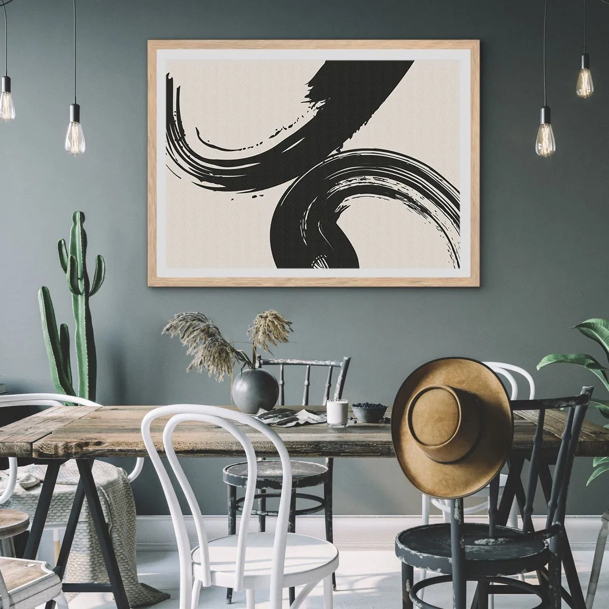 Poster în ramă de stejar deschis - Tare și circular - 91x61 cm