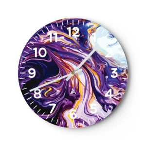 Ceas de perete - Ceas pe sticlă - Îndoirea spațiului în mov - 30x30 cm