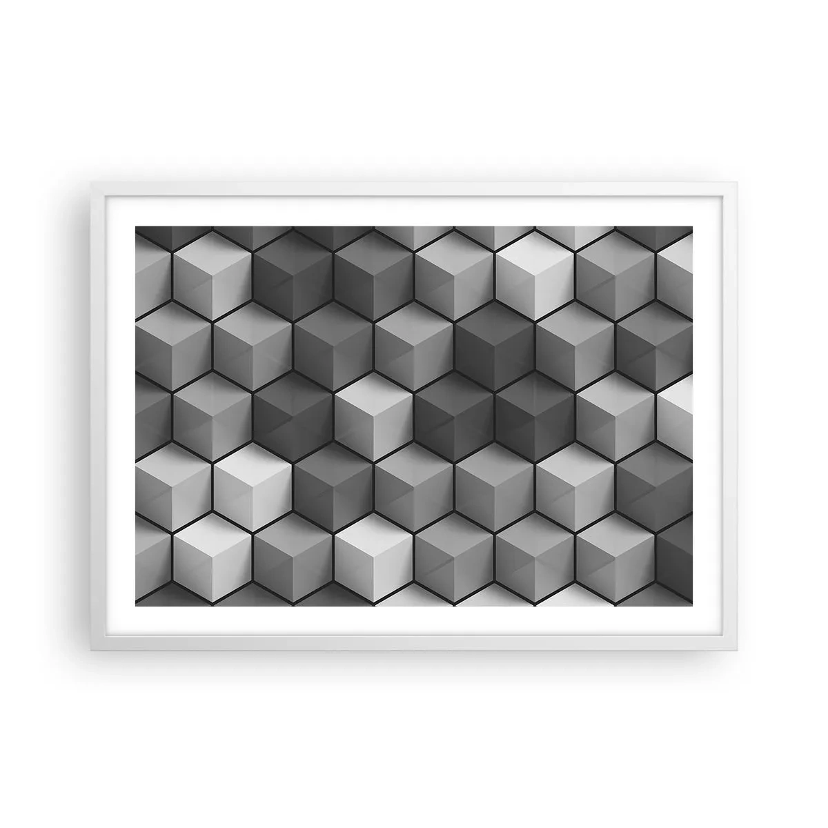 Poster în ramă albă - Puzzle cubist - 70x50 cm