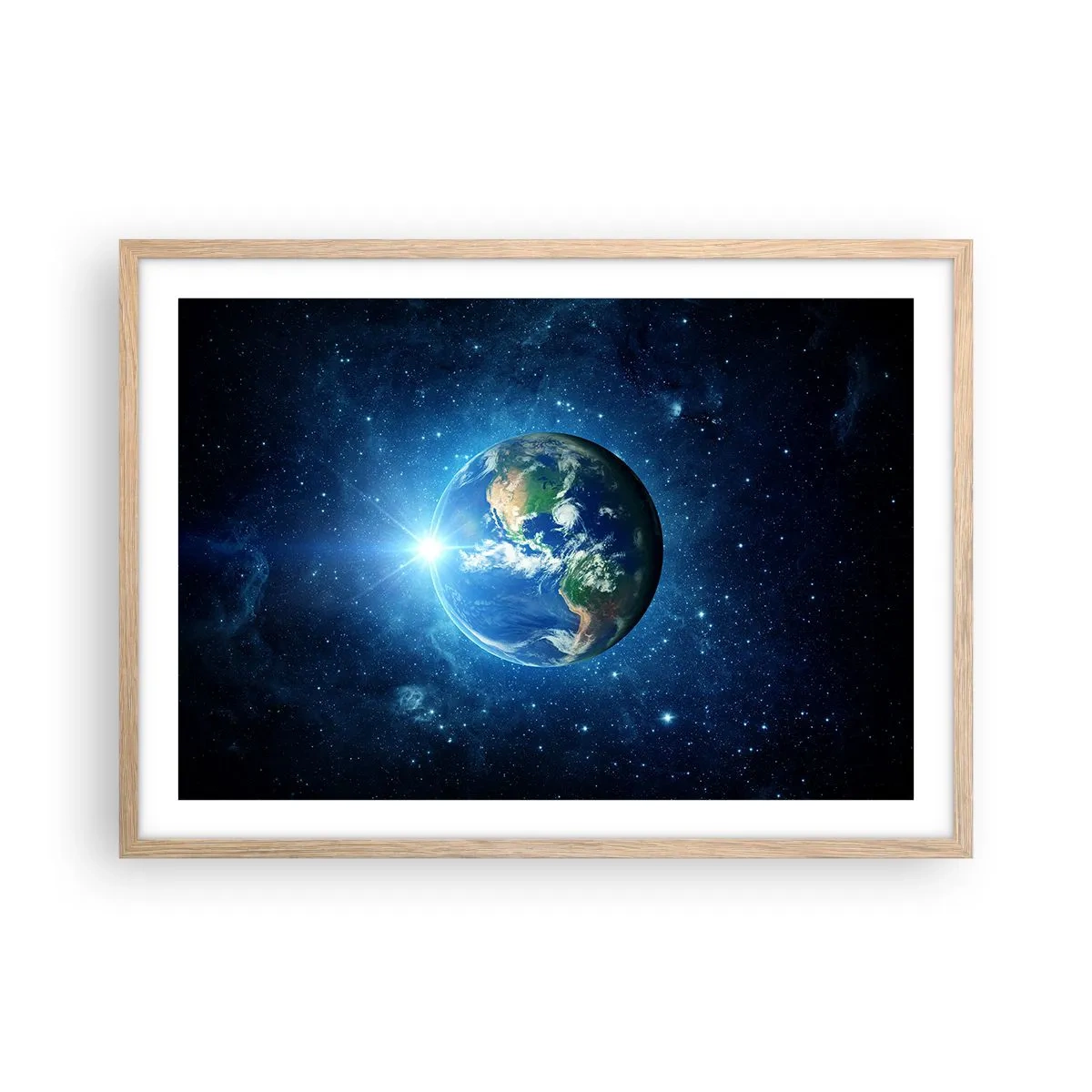 Poster în ramă de stejar deschis - Suntem în ceruri - 70x50 cm
