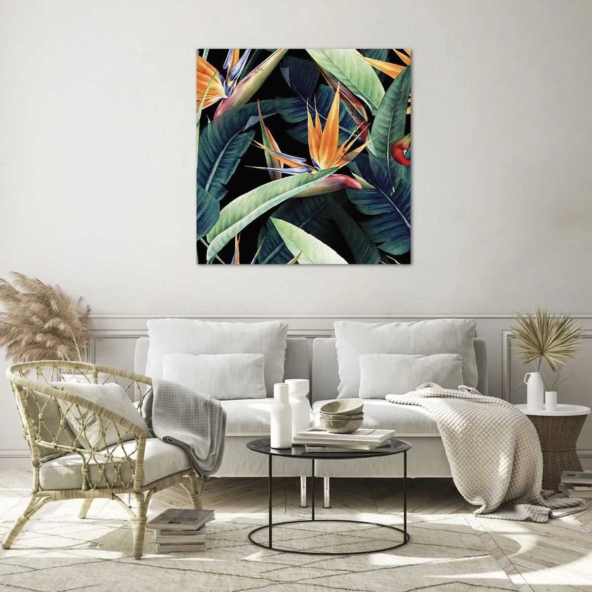 Tablou pe sticlă - Florile de flacără ale tropicelor - 40x40 cm