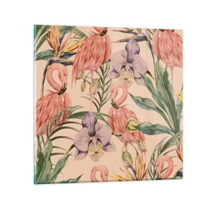 Tablou pe sticlă - Balet floral roz - 40x40 cm