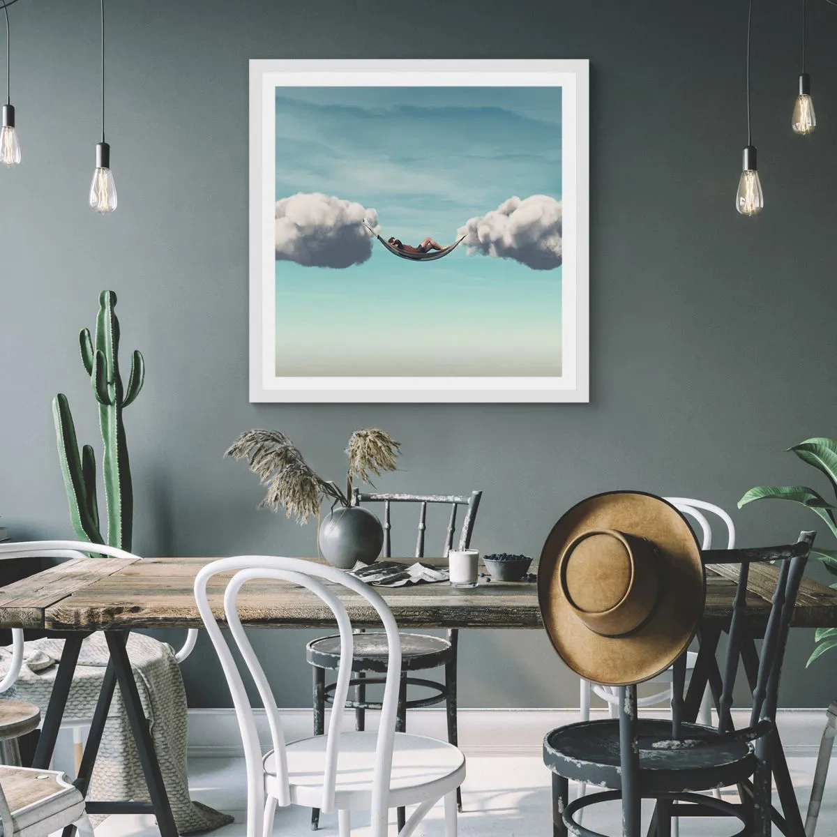 Poster în ramă albă - Fericirea momentului - 60x60 cm