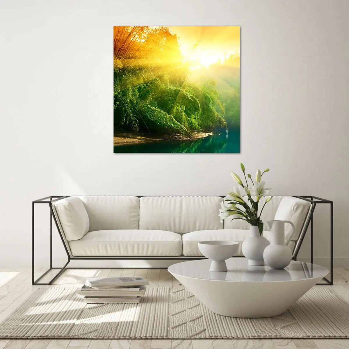 Tablou pe sticlă - Scufundare în soare și umbră - 60x60 cm