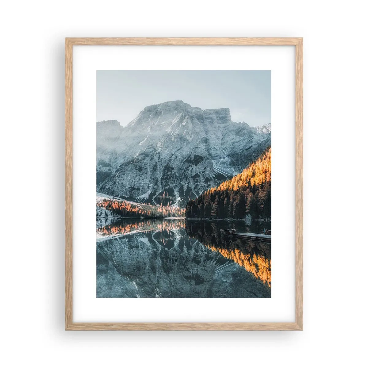 Poster în ramă de stejar deschis - Peisaj în oglindă - 40x50 cm