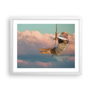 Poster în ramă albă - Distracție în nori - 50x40 cm