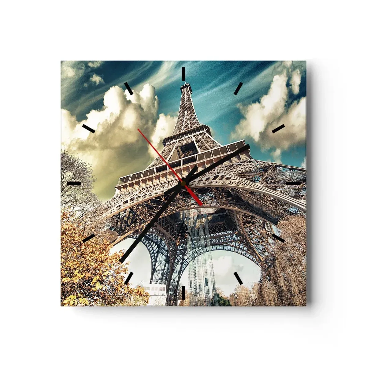 Ceas de perete - Ceas pe sticlă - Și la Paris, în toamna anului .... - 30x30 cm
