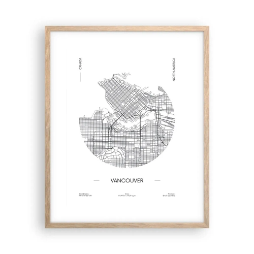 Poster în ramă de stejar deschis - Anatomia Vacouverului - 40x50 cm