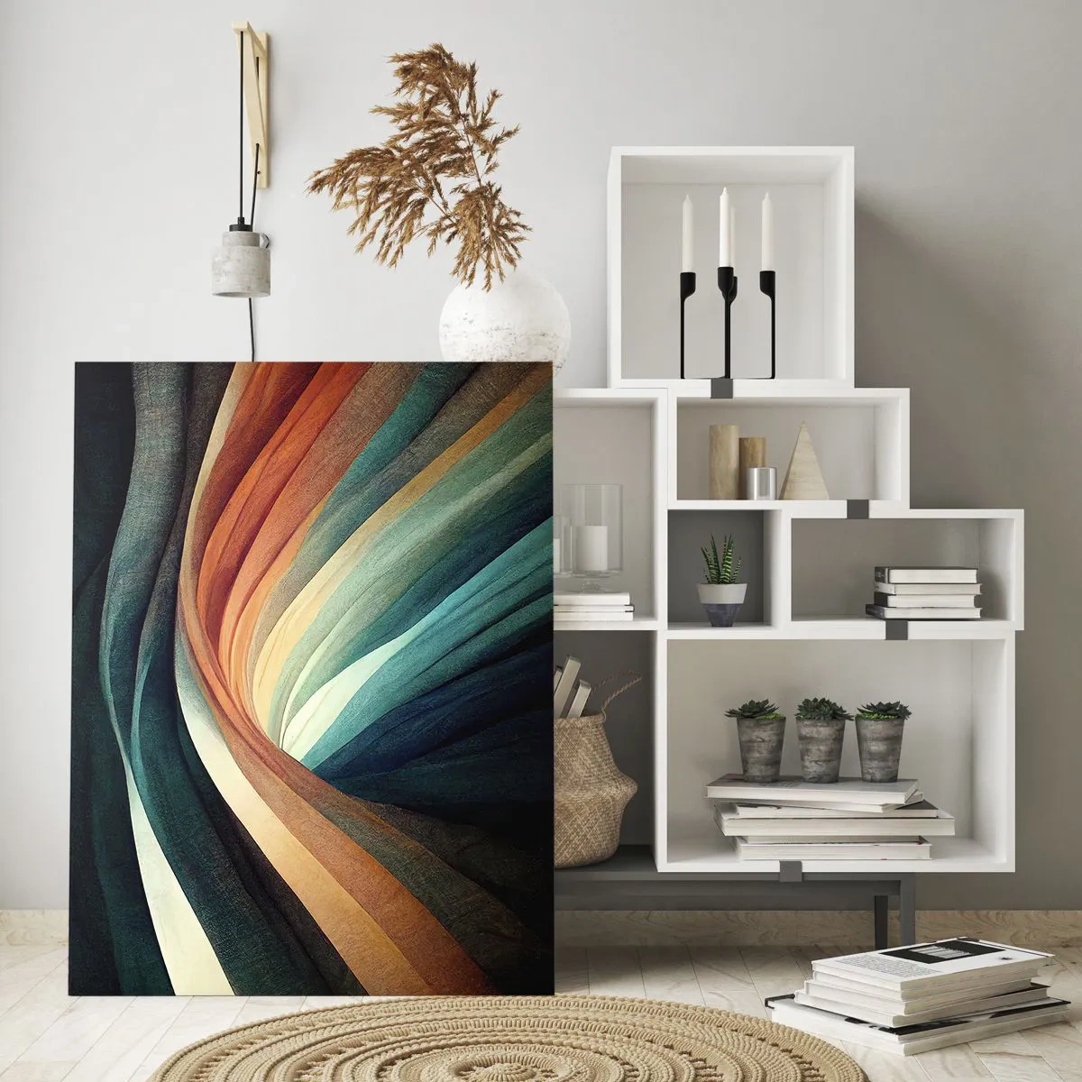 Tablou pe sticlă - Țesute din culori - 80x120 cm