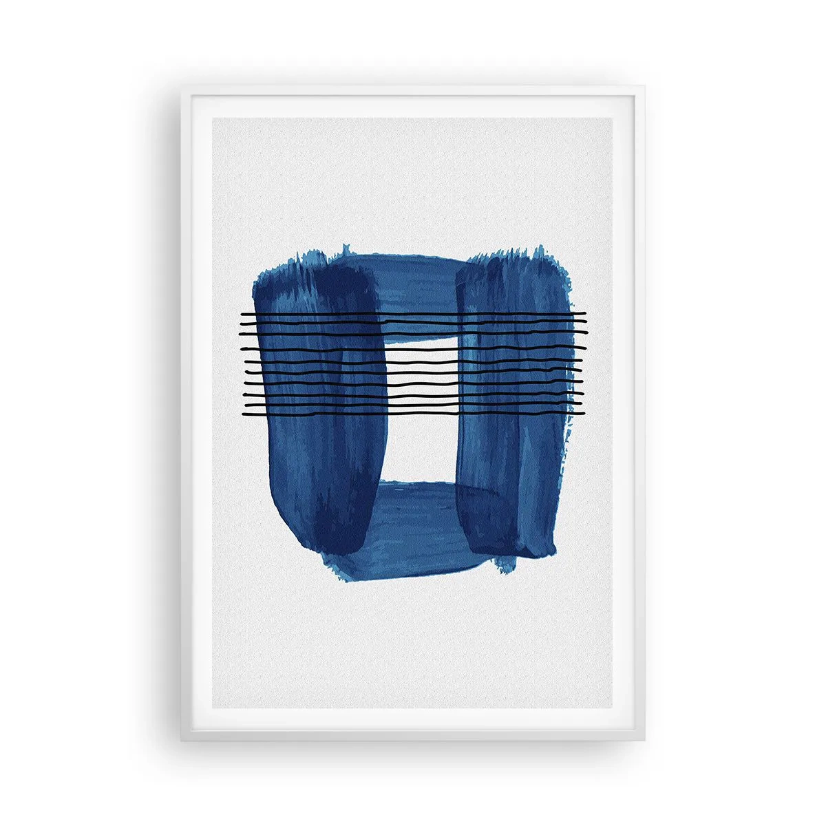 Poster în ramă albă - Compoziție albastru-negru - 70x100 cm
